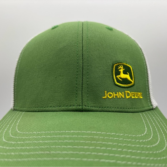 John Deere Green White Mesh Moline 112 Fit Cap Embroidered Side Logo Hat OSFM - Picture 2 of 8
